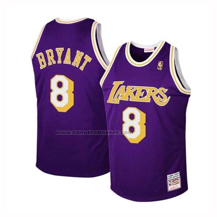 Maglia Bambino Los Angeles Lakers Kobe Bryant No 8 Mitchell & Ness 1996-97 Viola